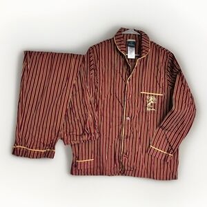 Pottery Barn Harry Potter Gryffindor House Striped Sateen Pajama Set Sz L TEEN